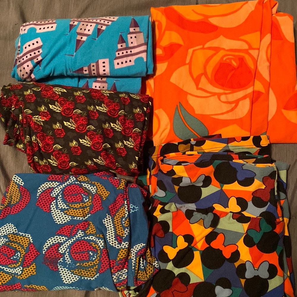 5 PAIRS LuLaRoe Official and unofficial Disney Leggings BUNDLE - ONE SIZE